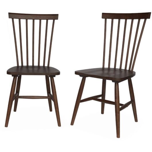 Pair of wooden dining chairs, Romie, Dark wood colour, 50.8x44.2x90 cm