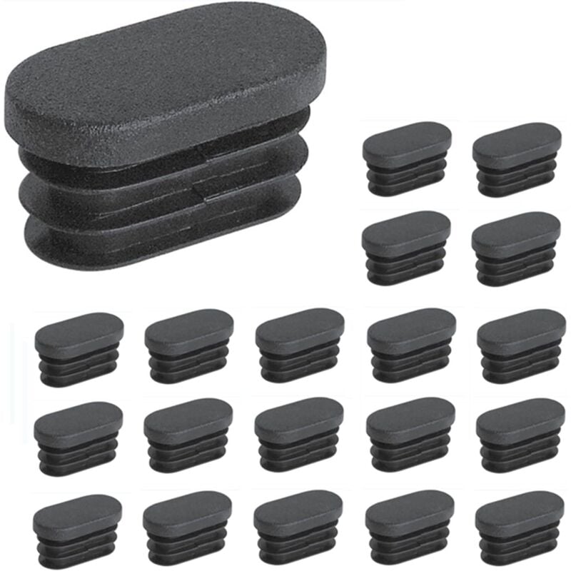 Plastic caps for tubes, furniture legs, oval plastic caps for furniture legs, trampoline, cabinet, chair, 20 pieces (15 x 30 mm)