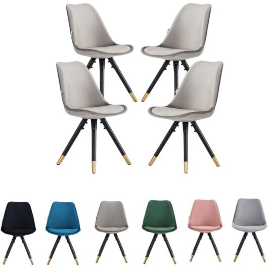 Pn Home - Set of 1/4 Sofia Velvet Upholstered Dining Chair Set of 4 - Dark Grey