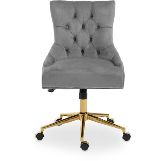 Premier Housewares - Anita Grey Velvet Home Office Chair