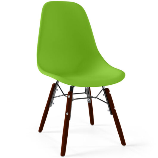 Privatefloor - Children Chair - Scandinavian Design - Dark Wooden Legs - Skögur Green