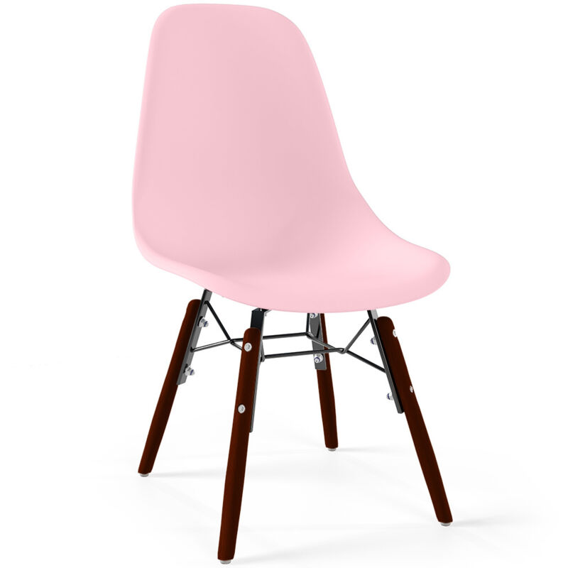 Privatefloor - Children Chair - Scandinavian Design - Dark Wooden Legs - Skögur Pink