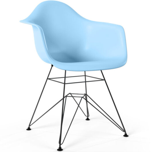 Privatefloor - Dining Chair - Scandinavian Design and Black Metal Legs - Nordika Light blue