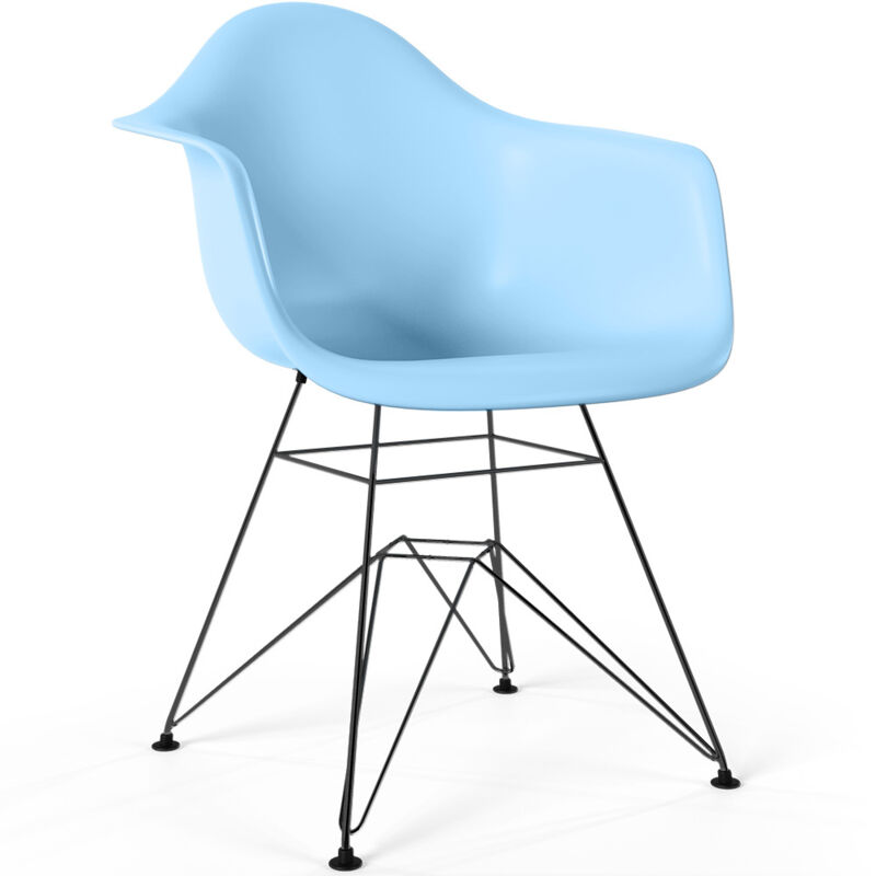 Privatefloor - Dining Chair - Scandinavian Design and Black Metal Legs - Nordika Light blue