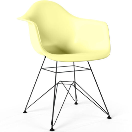 Privatefloor - Dining Chair - Scandinavian Design and Black Metal Legs - Nordika Pastel yellow