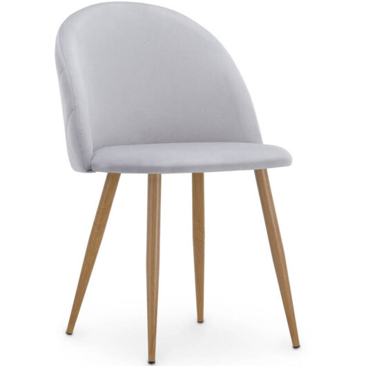 Privatefloor - Dining Chair - Upholstered in Velvet - Backrest with Pattern - Evelyne Light grey