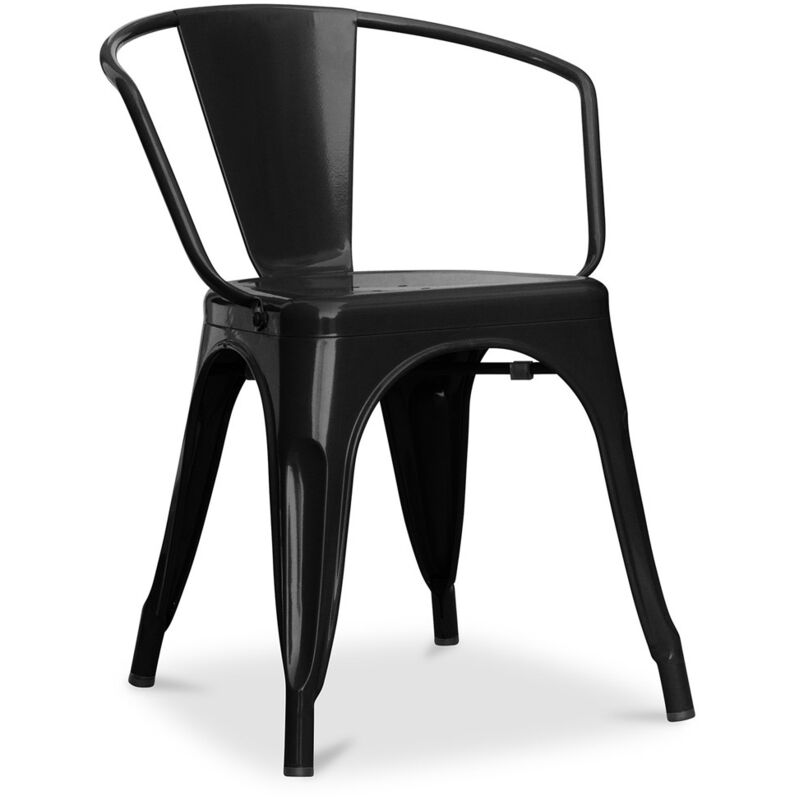 Privatefloor - Dining Chair with Armrests - Industrial Design - Steel - New Edition - Stylix Black