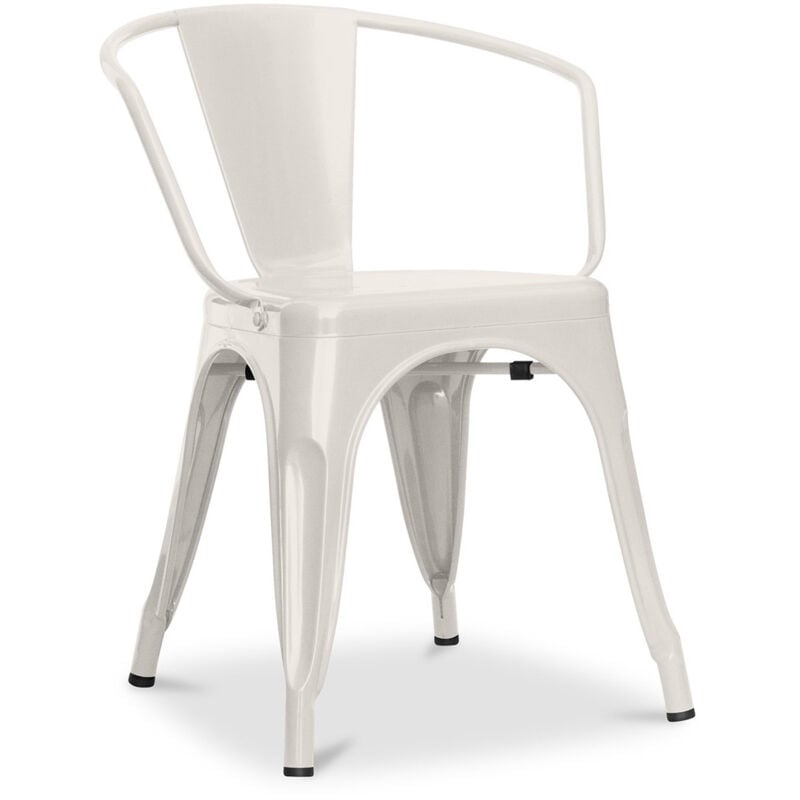 Privatefloor - Dining Chair with Armrests - Industrial Design - Steel - New Edition - Stylix Cream