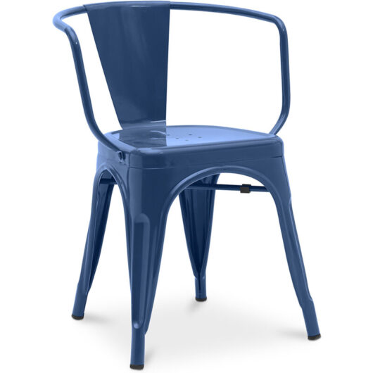 Privatefloor - Dining Chair with Armrests - Industrial Design - Steel - New Edition - Stylix Dark blue