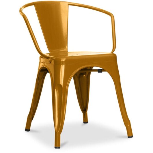 Privatefloor - Dining Chair with Armrests - Industrial Design - Steel - New Edition - Stylix Gold
