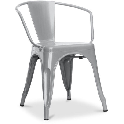 Privatefloor - Dining Chair with Armrests - Industrial Design - Steel - New Edition - Stylix Light grey