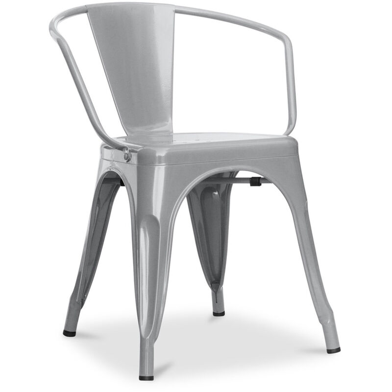 Privatefloor - Dining Chair with Armrests - Industrial Design - Steel - New Edition - Stylix Light grey