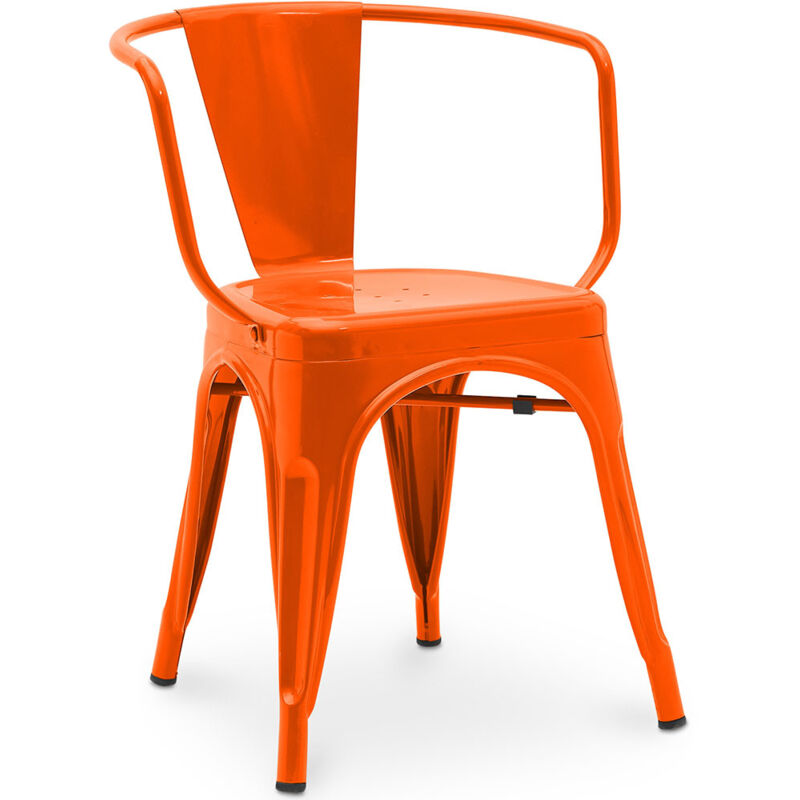 Privatefloor - Dining Chair with Armrests - Industrial Design - Steel - New Edition - Stylix Orange
