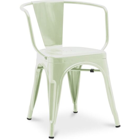 Privatefloor - Dining Chair with Armrests - Industrial Design - Steel - New Edition - Stylix Pale green