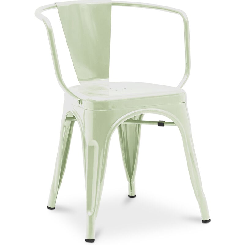 Privatefloor - Dining Chair with Armrests - Industrial Design - Steel - New Edition - Stylix Pale green