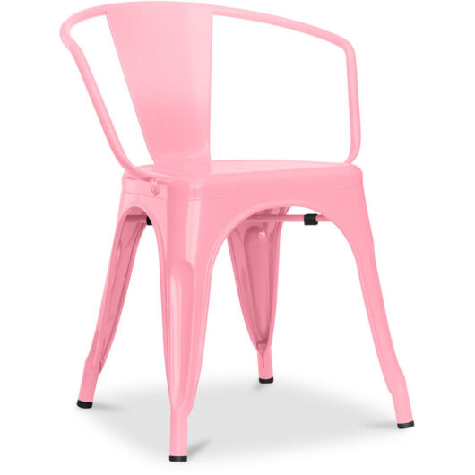 Privatefloor - Dining Chair with Armrests - Industrial Design - Steel - New Edition - Stylix Pink
