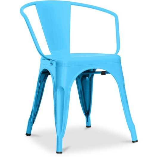 Privatefloor - Dining Chair with Armrests - Industrial Design - Steel - New Edition - Stylix Turquoise
