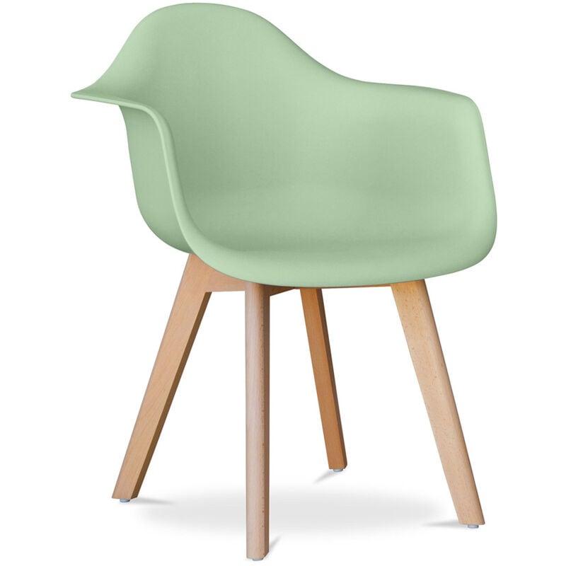 Privatefloor - Dining Chair with Armrests - Scandinavian Style - Dominic Pastel green