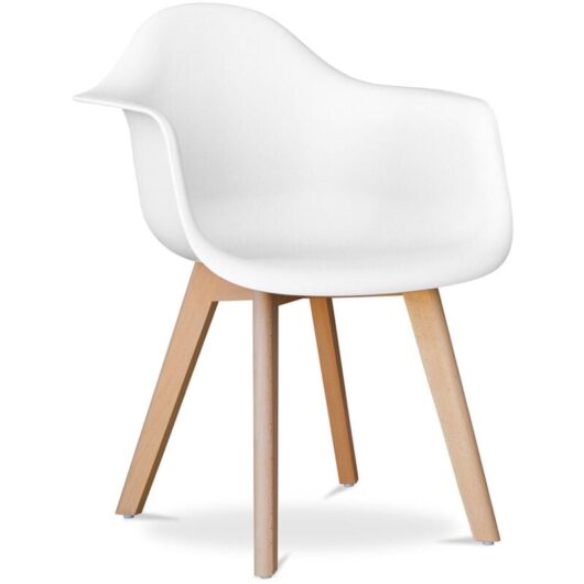 Privatefloor - Dining Chair with Armrests - Scandinavian Style - Dominic White