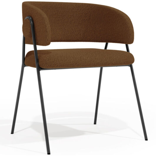 Privatefloor - Dining chair - Upholstered in Bouclé Fabric - Charke Chocolate