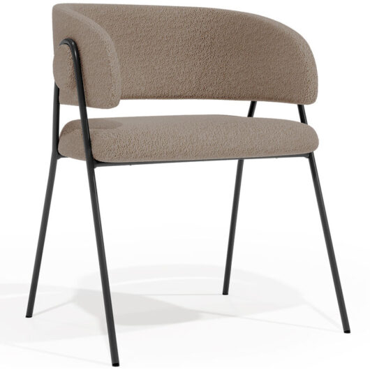 Privatefloor - Dining chair - Upholstered in Bouclé Fabric - Charke Taupe