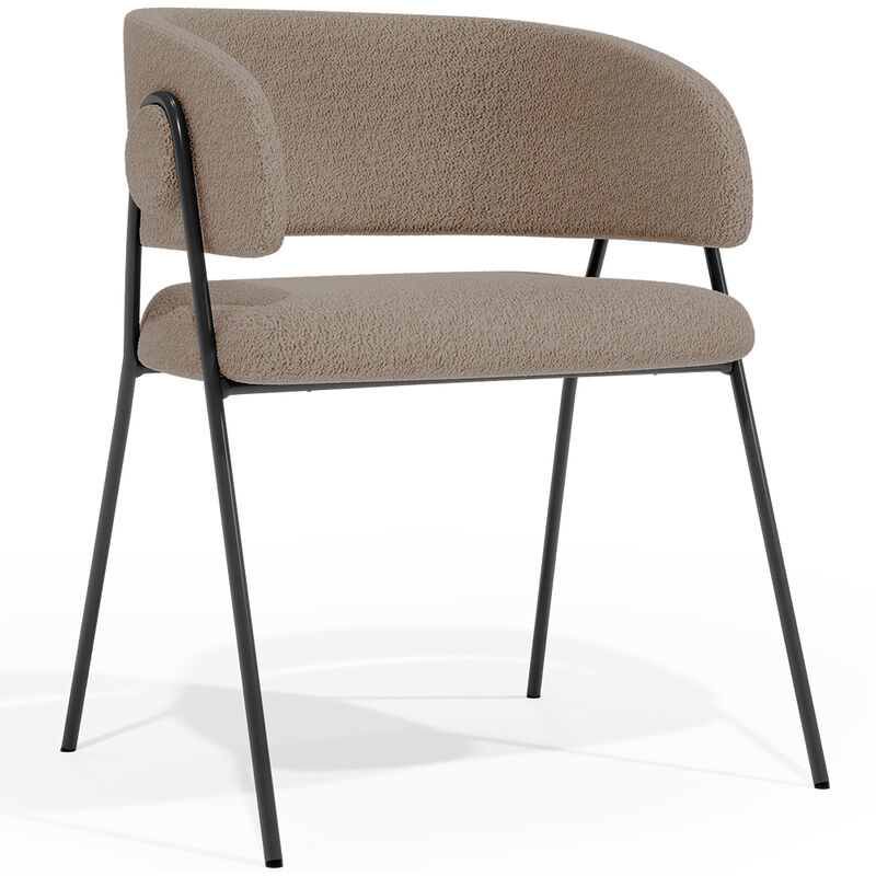 Privatefloor - Dining chair - Upholstered in Bouclé Fabric - Charke Taupe
