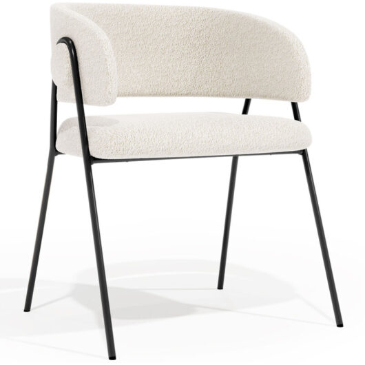 Privatefloor - Dining chair - Upholstered in Bouclé Fabric - Charke White