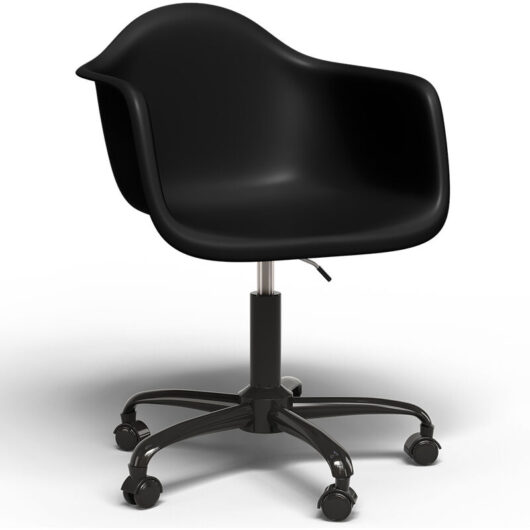 Privatefloor - Office Chair with Armrests - Desk Chair with Wheels - Weston Black Frame Black