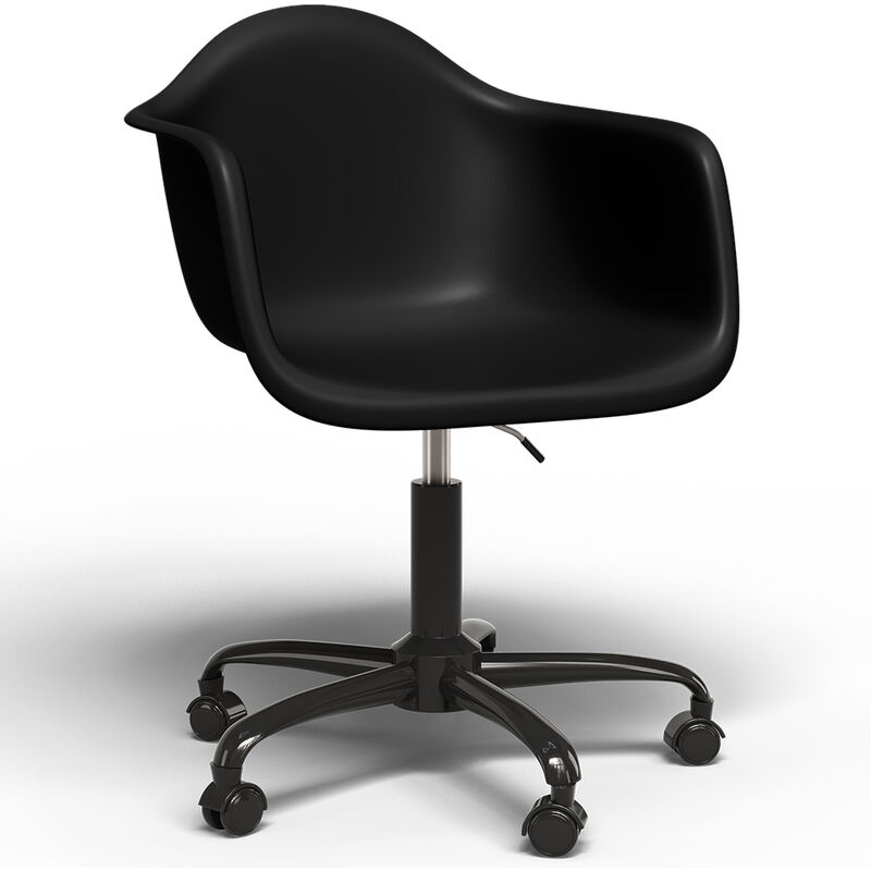 Privatefloor - Office Chair with Armrests - Desk Chair with Wheels - Weston Black Frame Black