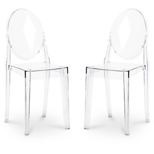 Privatefloor - Pack of 2 Transparent Dining Chairs - Victoria Queen Transparent