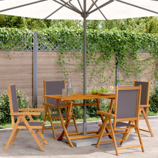 Reclining Garden Chairs 4 pcs Anthracite Fabric and Solid Wood vidaXL