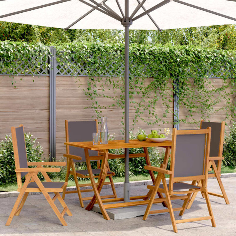 Reclining Garden Chairs 4 pcs Anthracite Fabric and Solid Wood vidaXL