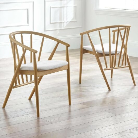 Reno Oak Wooden Dining Chairs With Fabric Seat - Pair