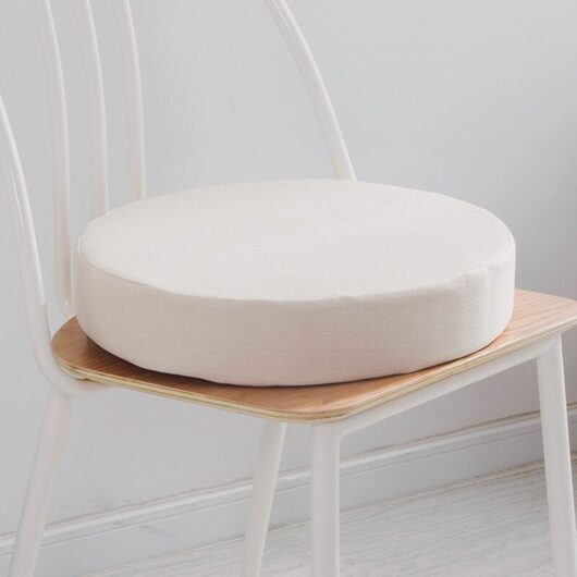 Round Dining Chair Cushion, Kitchen Garden Chair Pad, Removable Slipcover for Indoor Outdoor, Living Room, Patio, Office, Shop - 45 x 45 x 8 cm, White