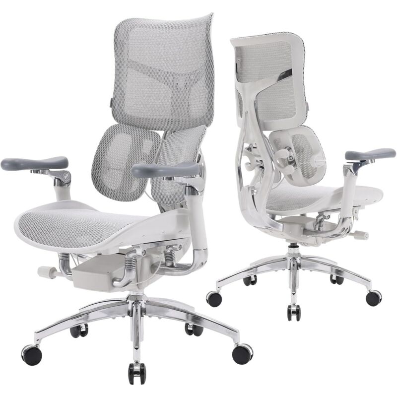 SIHOO Doro S300 Ergonomic Office Chair, Dual Dynamic Lumbar Support, 6D Coordinated Armrests, Adjustable Rolling Desk Computer Gaming Chair (White