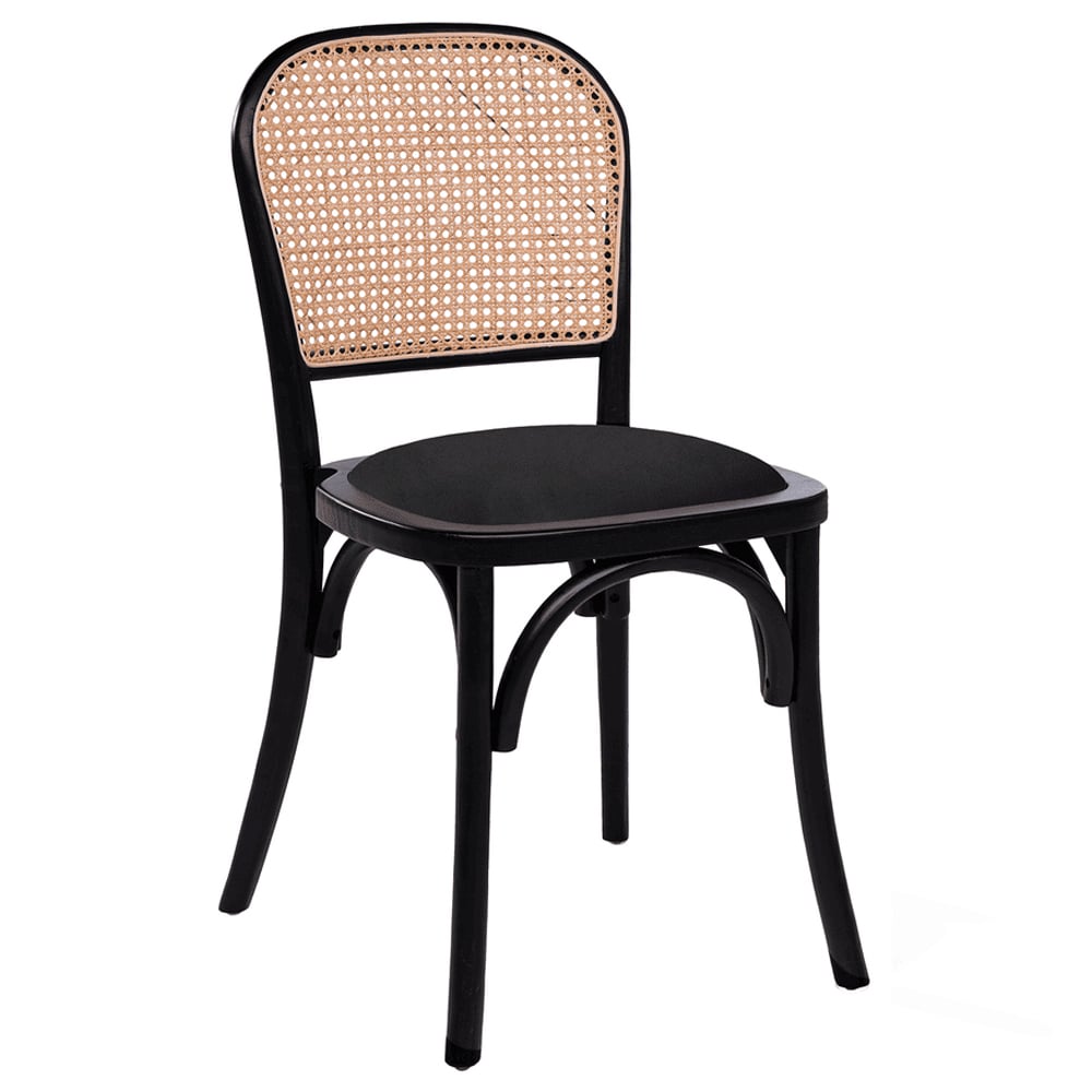 Salado Natural Rattan Bistro Chair With Black Velvet Seat