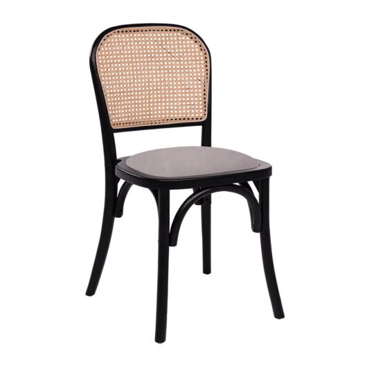 Salado Natural Rattan Bistro Chair With Cream Velvet Seat