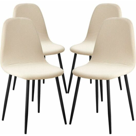Scandinavian Dining Chair Covers 4 Pieces Jacquard Stretch Chair Covers Removable Washable Chair Covers for Living Room Bouquet Home Wedding