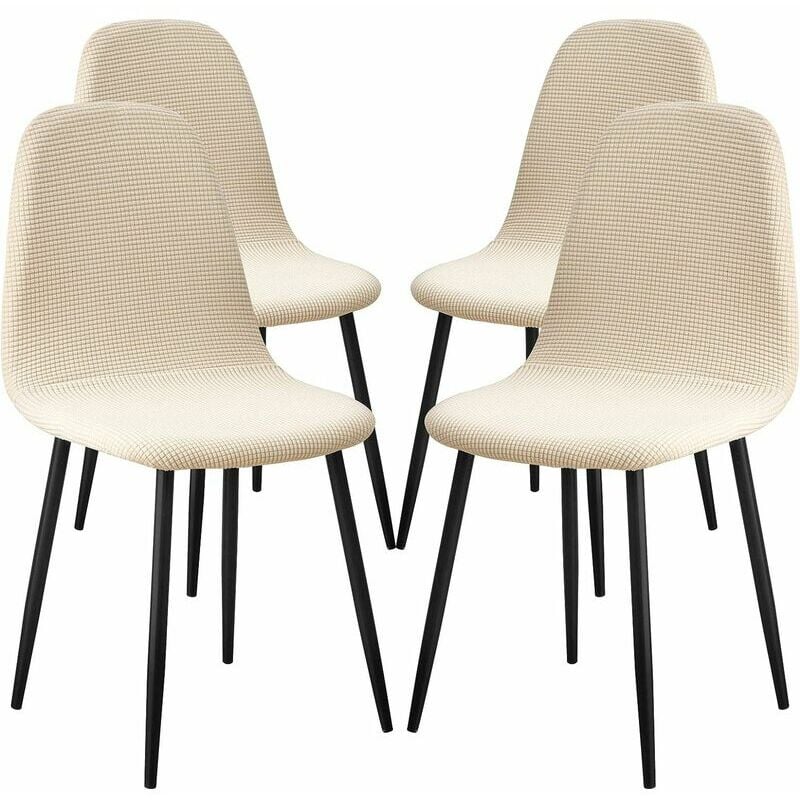 Scandinavian Dining Chair Covers 4 Pieces Jacquard Stretch Chair Covers Removable Washable Chair Covers for Living Room Bouquet Home Wedding