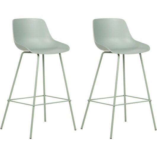 Set of 2 Bar Chairs EMMET Light Green