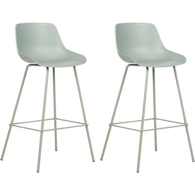 Set of 2 Bar Chairs EMMET Light Green