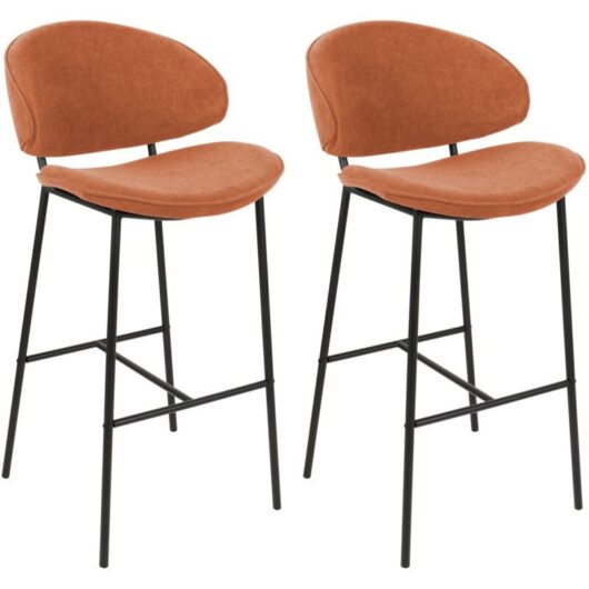 Set of 2 Bar Chairs KIANA Orange