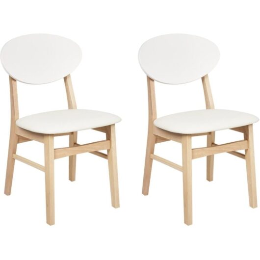 Set of 2 Dining Chairs AMERY Wood Off-White