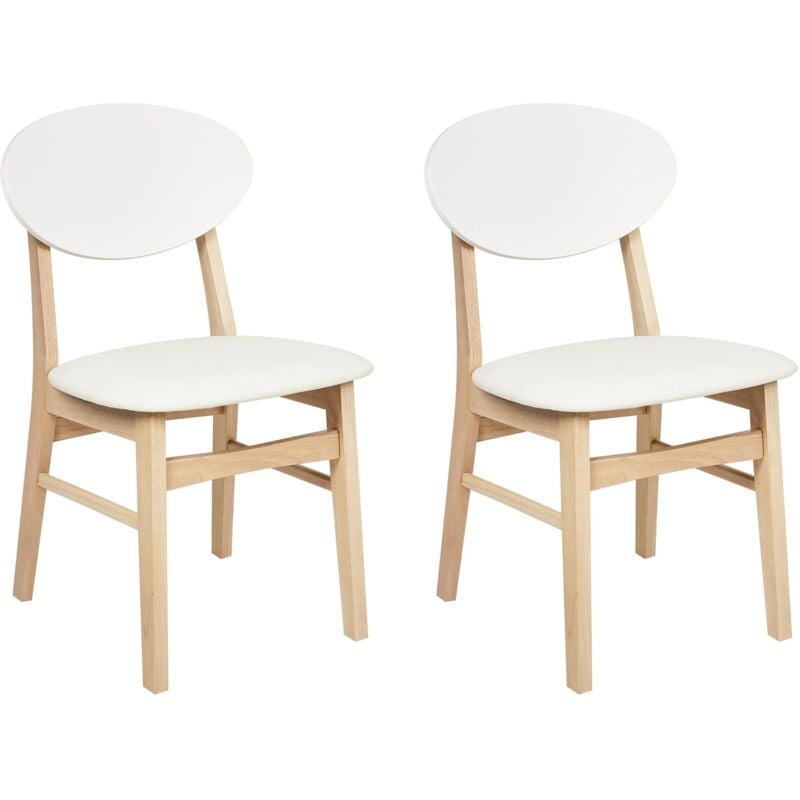 Set of 2 Dining Chairs AMERY Wood Off-White