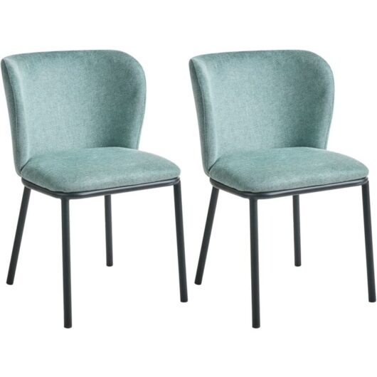 Set of 2 Dining Chairs ARTESIA Fabric Mint Green