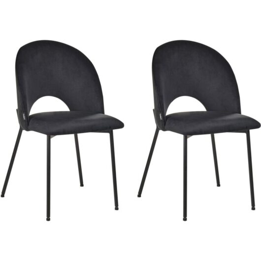 Set of 2 Dining Chairs COVELO Velvet Black