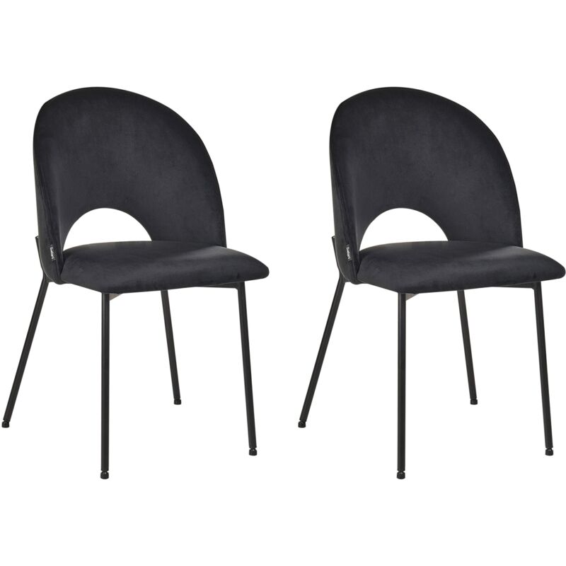 Set of 2 Dining Chairs COVELO Velvet Black