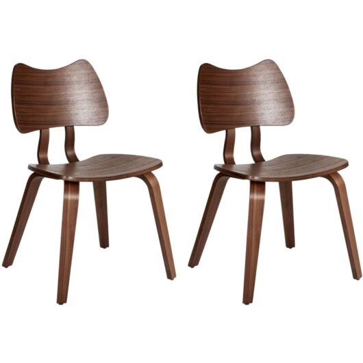 Set of 2 Dining Chairs DIANA Wood Dark Brown