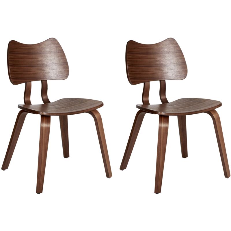 Set of 2 Dining Chairs DIANA Wood Dark Brown
