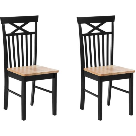 Set of 2 Dining Chairs HOUSTON Wood Black